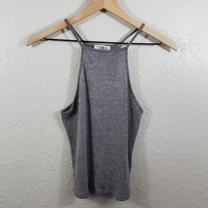 Gray Ribbed Halter Tank